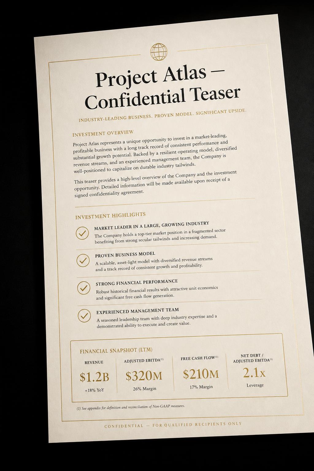 Confidential Teaser — Industrial Distribution | $215M Revenue